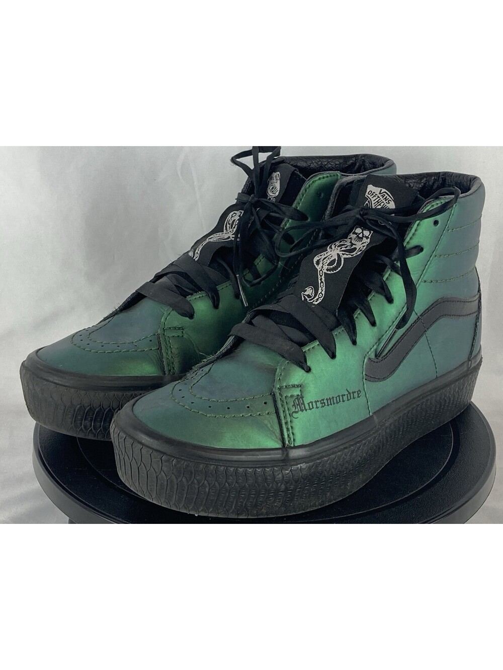 Men’s 7 / Women’s 8.5 Vans Sk8-Hi Harry Potter Slytherin Dark Mark Green Leather